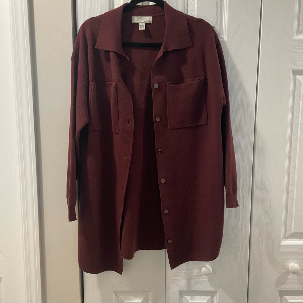 Burgundy Button-Up Cardigan